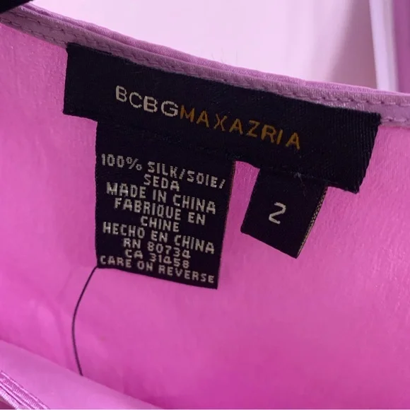 RARE Vintage BCBGMaxAzria 100% Silk Pink One-Shoulder Women's Top - 2 - Picture 5 of 10